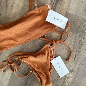 NWT ARO Swim Pia Bottom & Stephie Top in Terracotta Rib